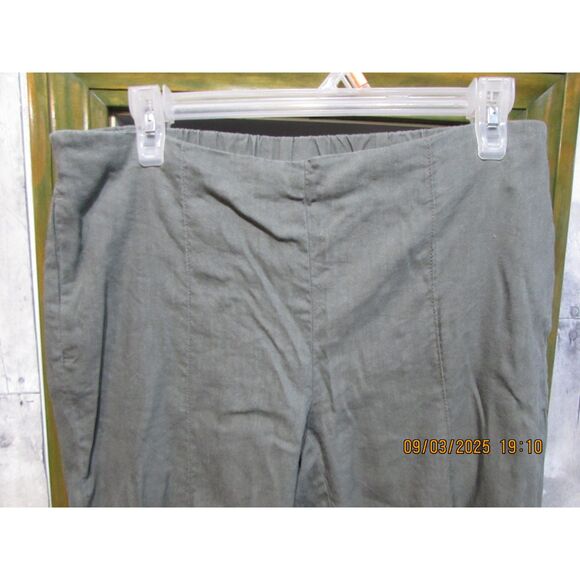 J Jill linen stretch size s elastic bag capri pants dark green great fall color - Picture 2 of 9